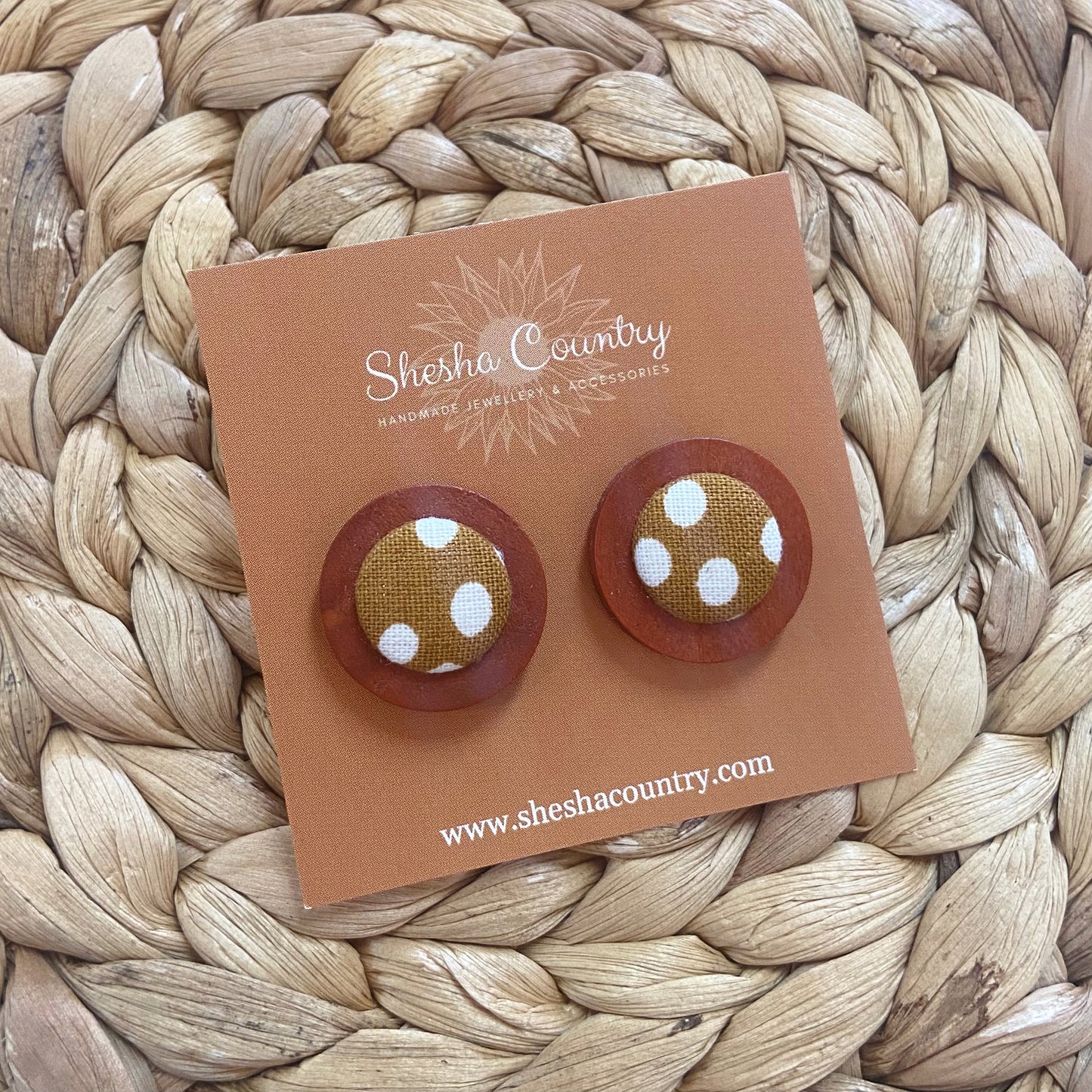 Mustard Dotty Wood Earrings • Maxi