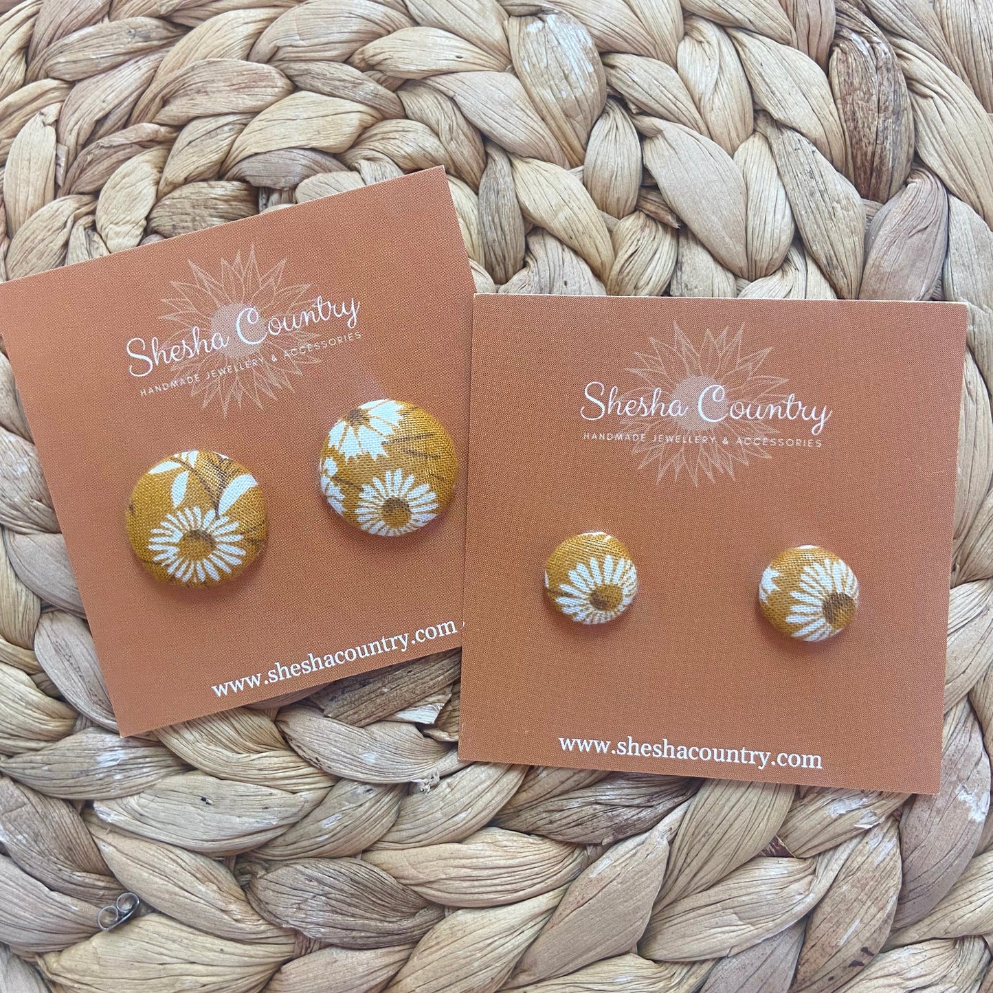 Mustard Ember Floral Studs