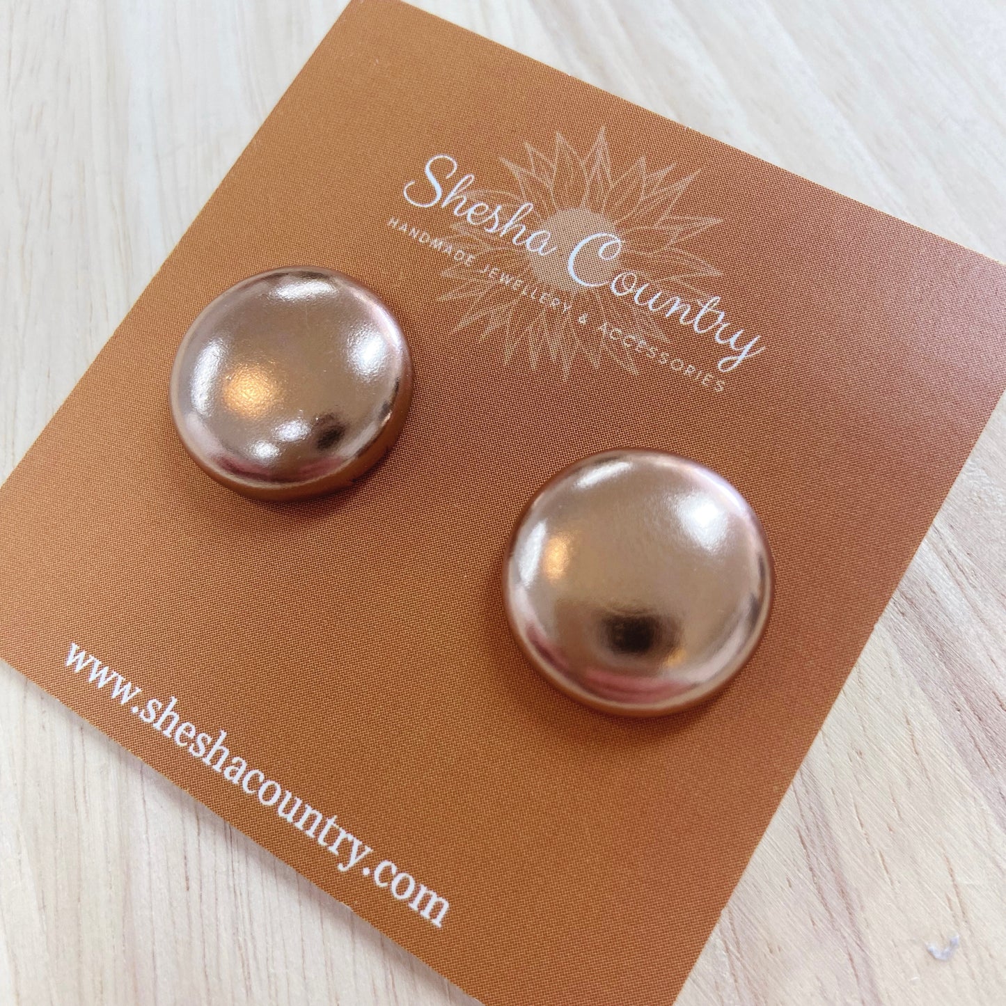 Rose Gold Leather Shine Earrings