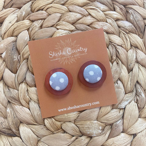 Grey Spotty Wood Earrings • Maxi