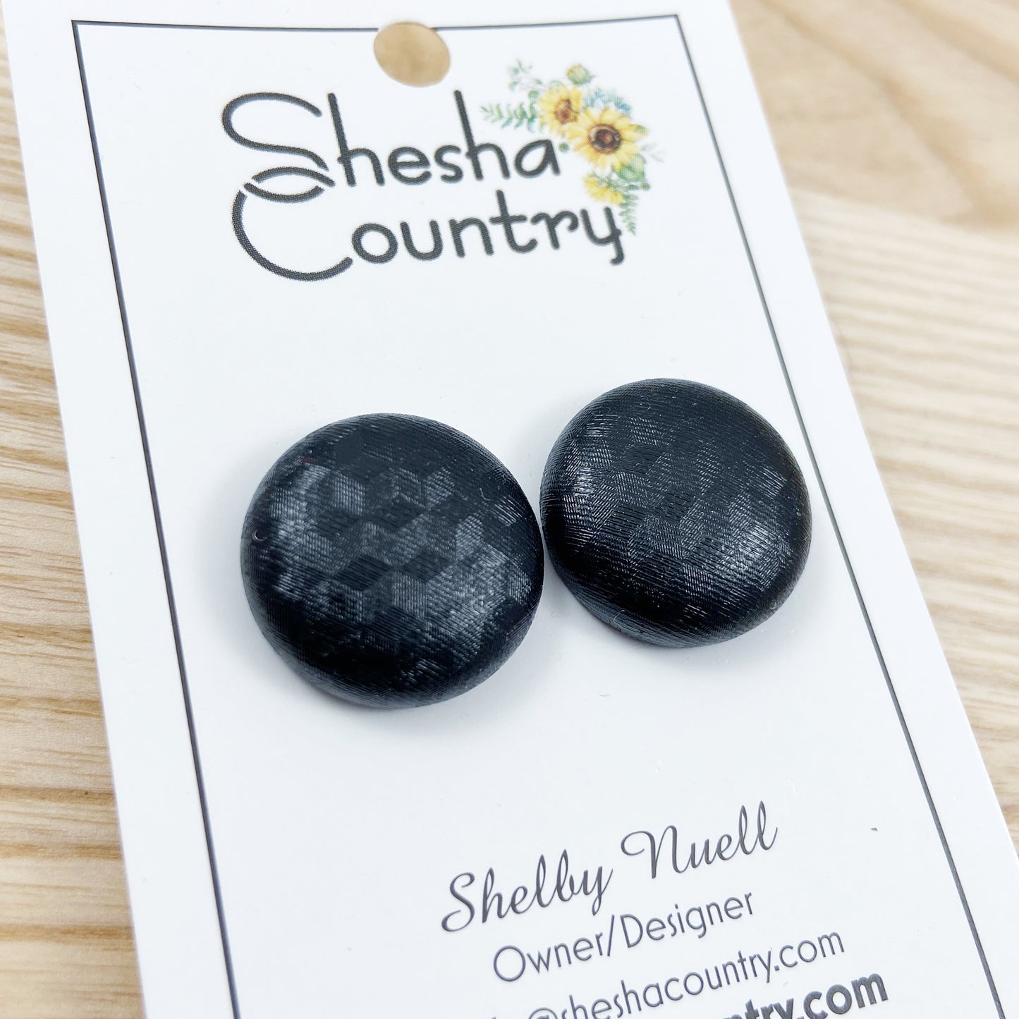 Onyx Black Leather Studs
