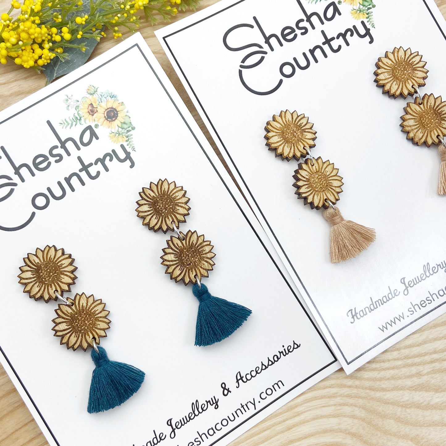 Sunflower Duo Dangles • choose your colour