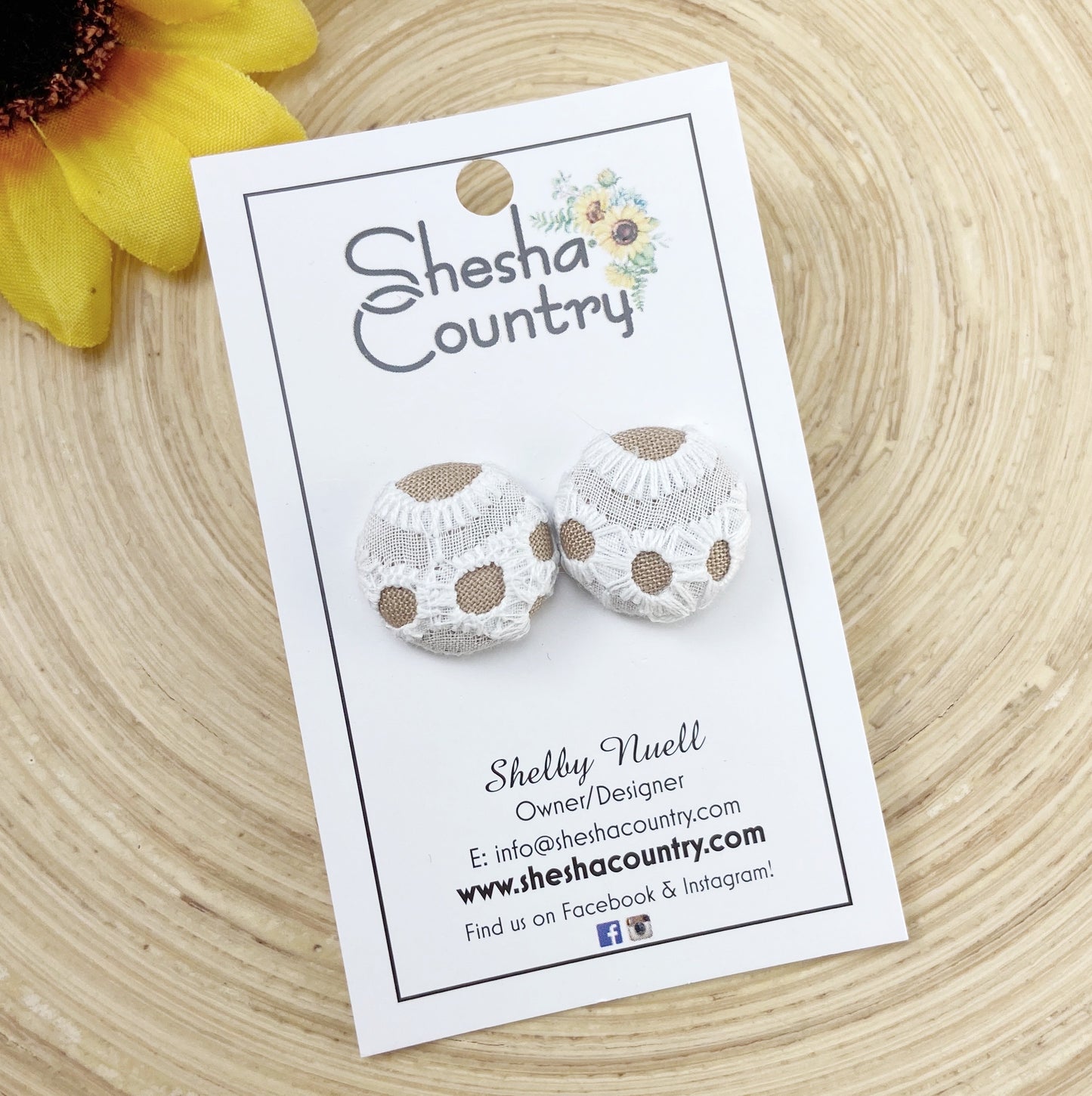 White Embroidered Studs