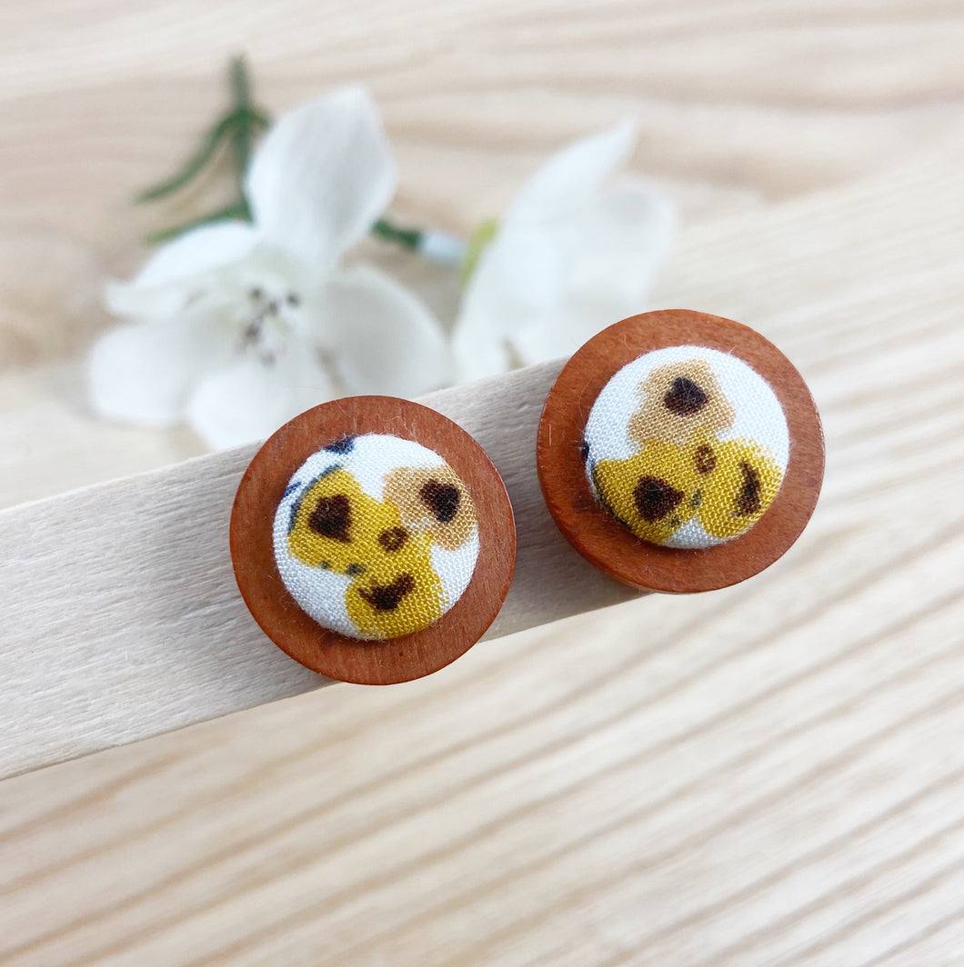 Vintage Sunflower Wood Earrings