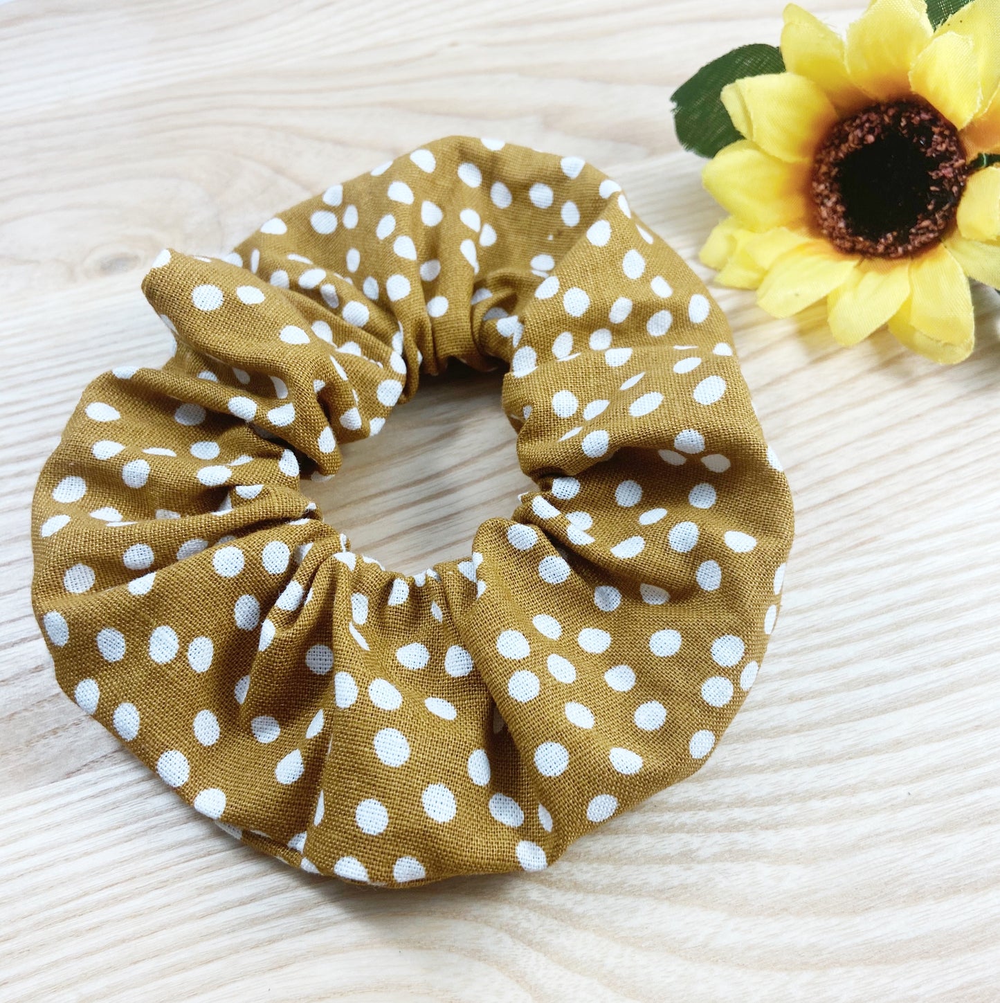 Dotty Mustard Scrunchie