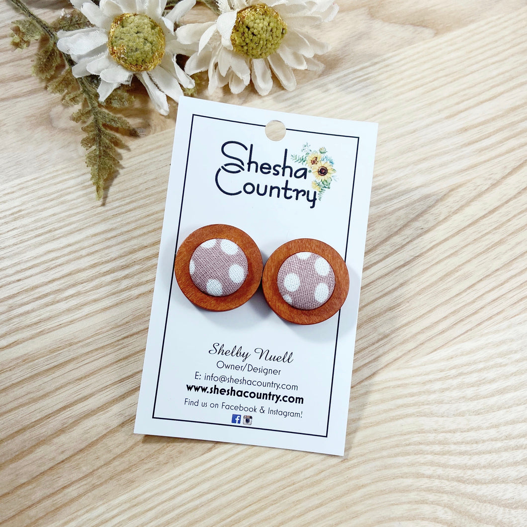 Blush Dotty Wood Earrings • Maxi
