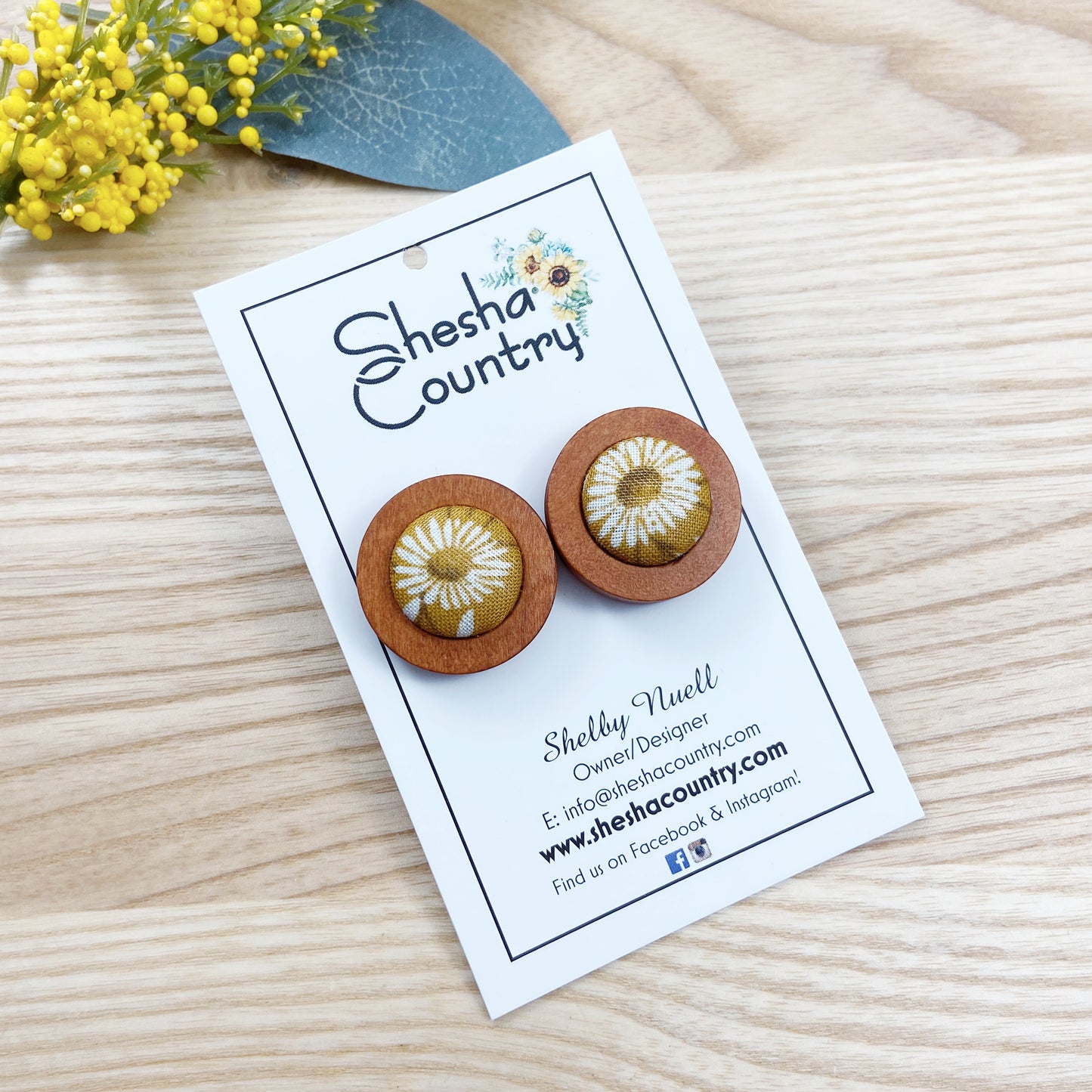 Mustard Ember Wood Earrings • Maxi