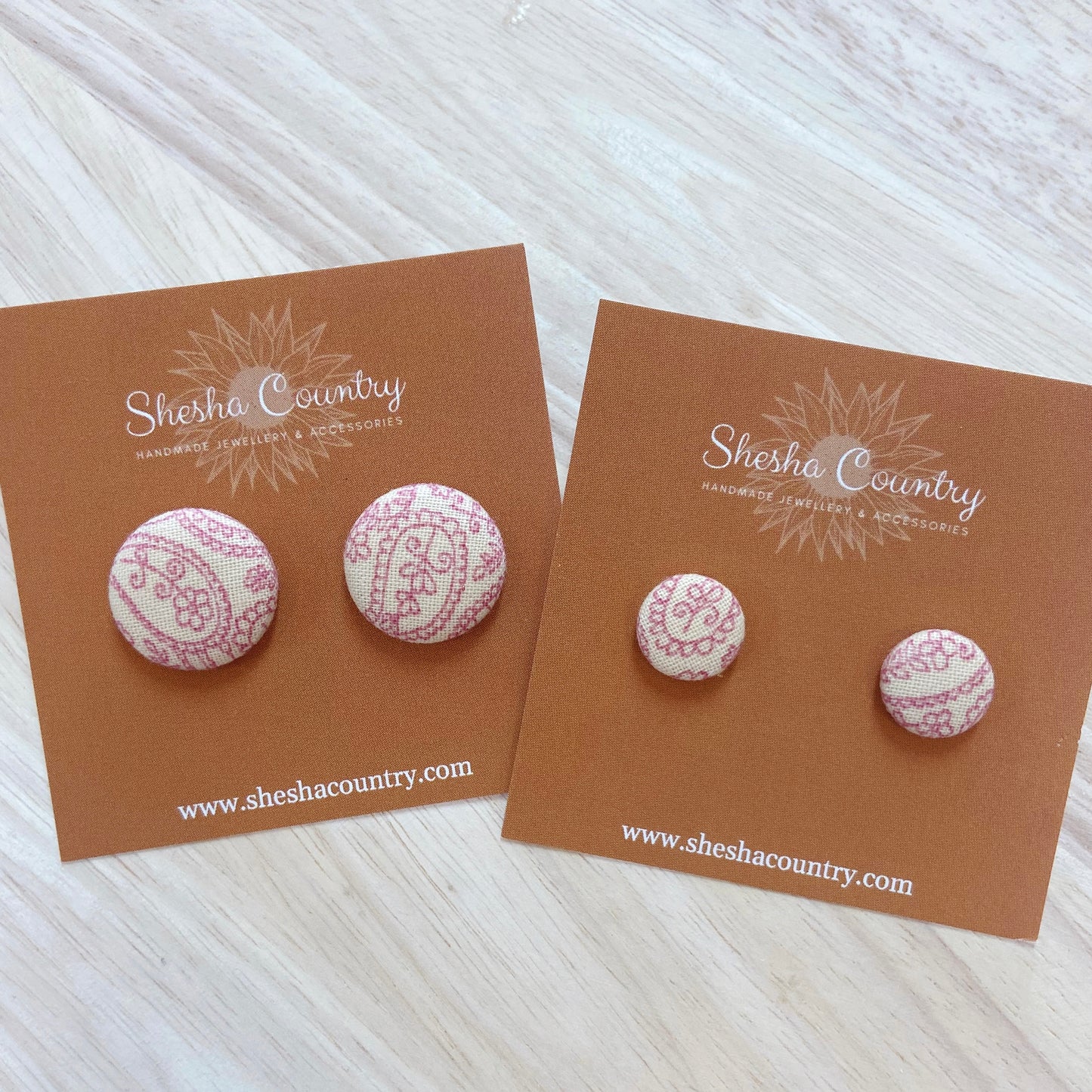 Pink Paisley Studs