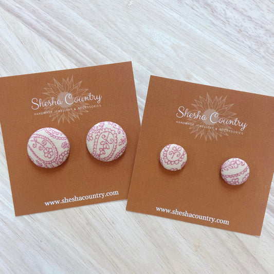 Pink Paisley Studs