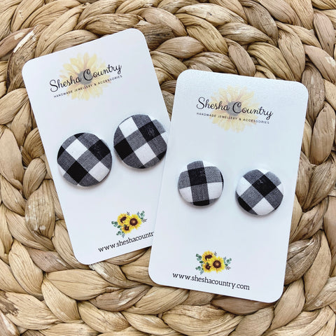 Black Gingham Studs • choose your size