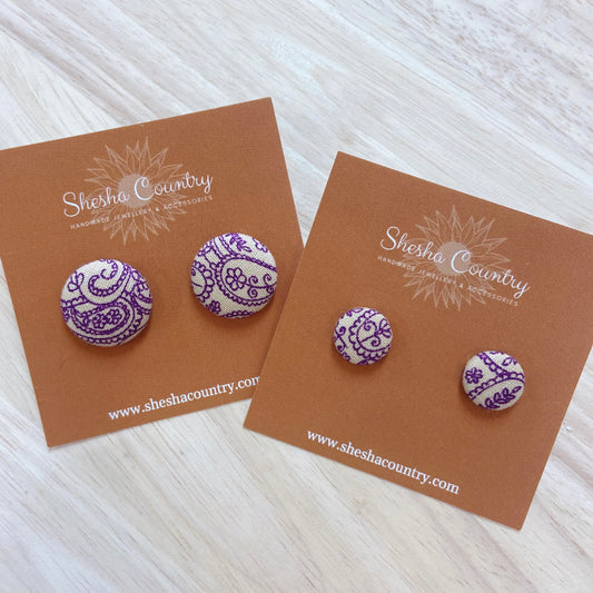 Purple Paisley Studs