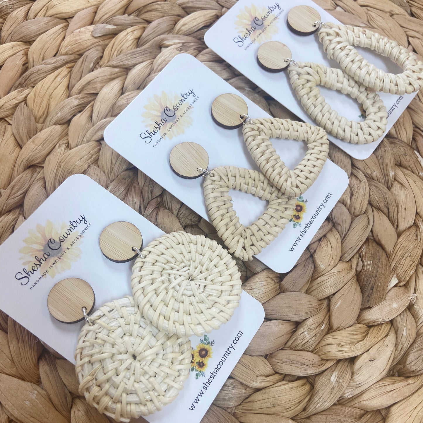 Wood + Rattan Dangles