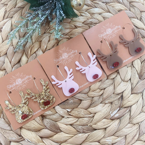 Reindeer Hoop Dangles • 3 Colours