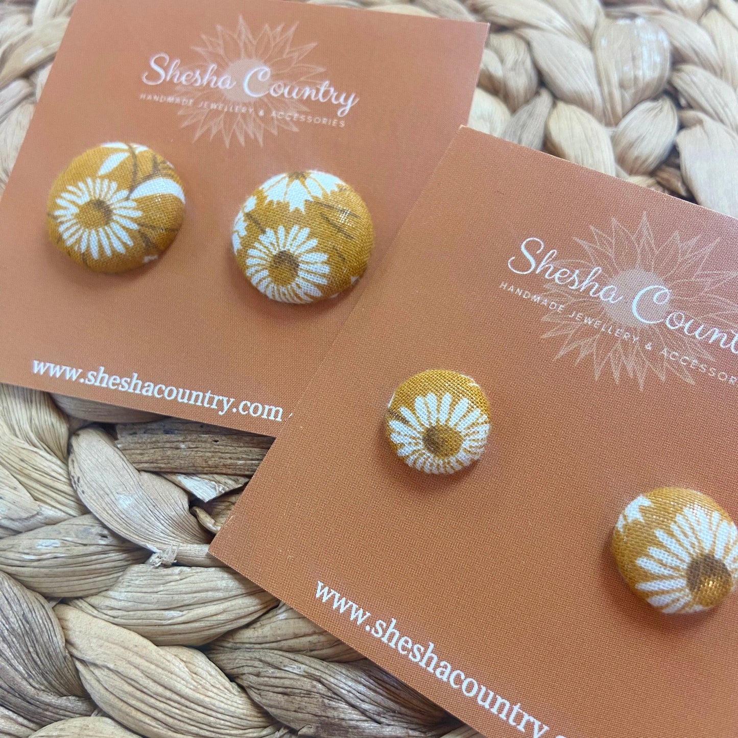 Mustard Ember Floral Studs