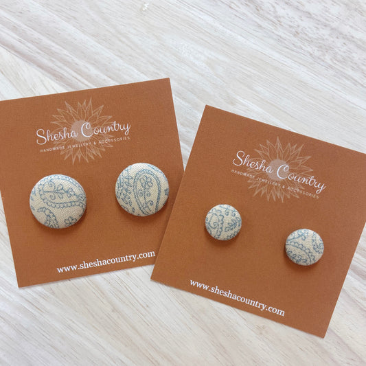 Blue Paisley Studs