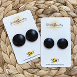 Black Faux Leather Earrings - choose your size