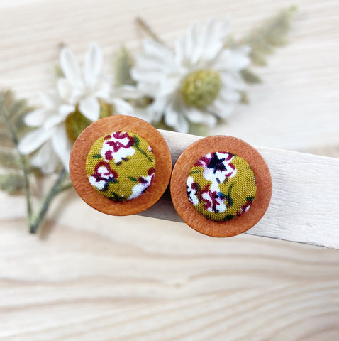 Autumn Floral Wood Earrings - Small