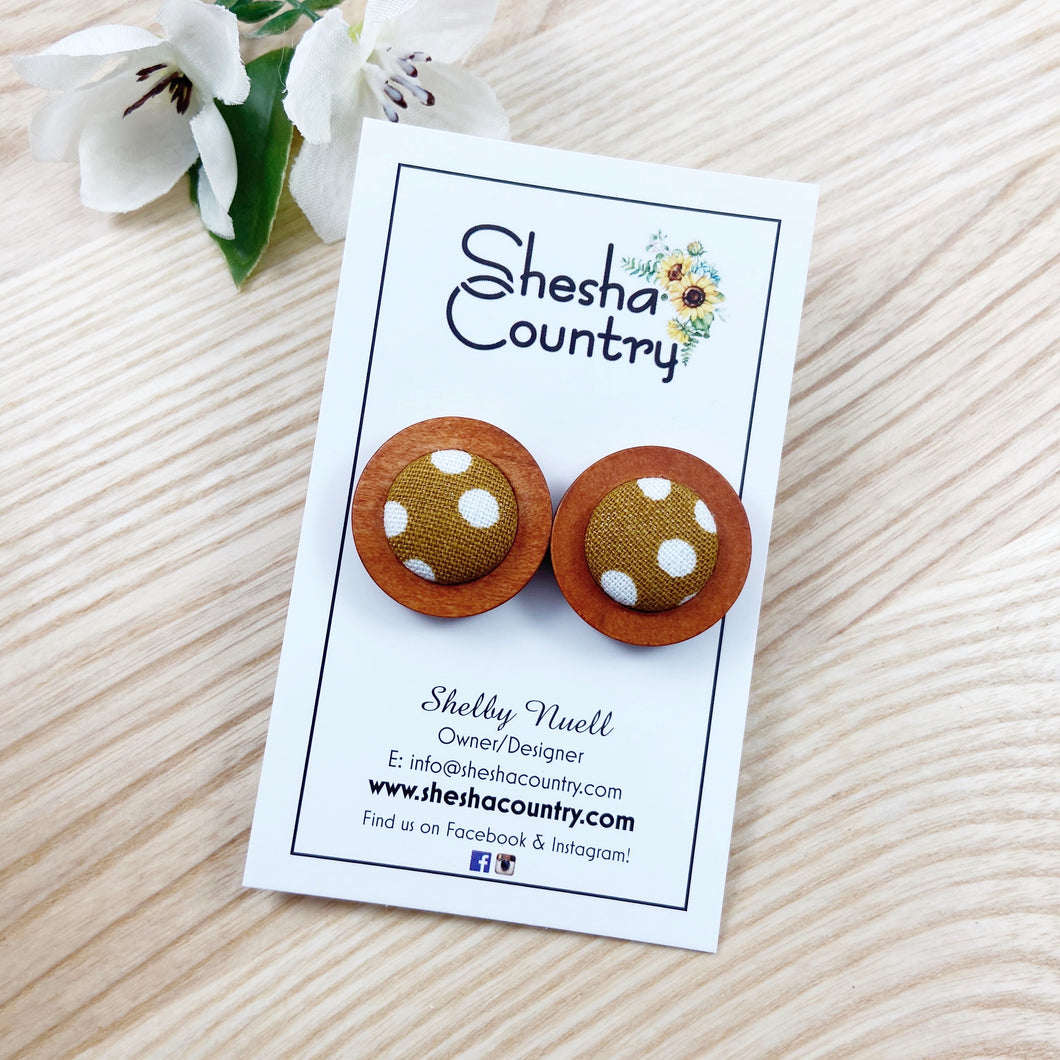 Mustard Dotty Wood Earrings • Maxi