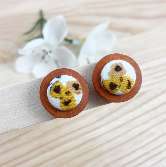Vintage Sunflower Wood Earrings