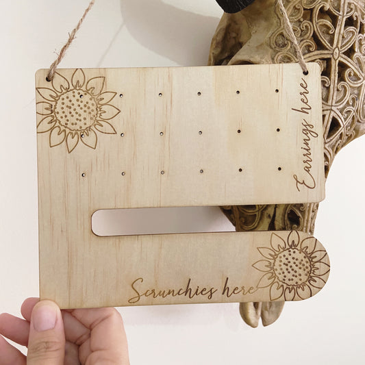 Earring + Scrunchie Board • Sunflower Print