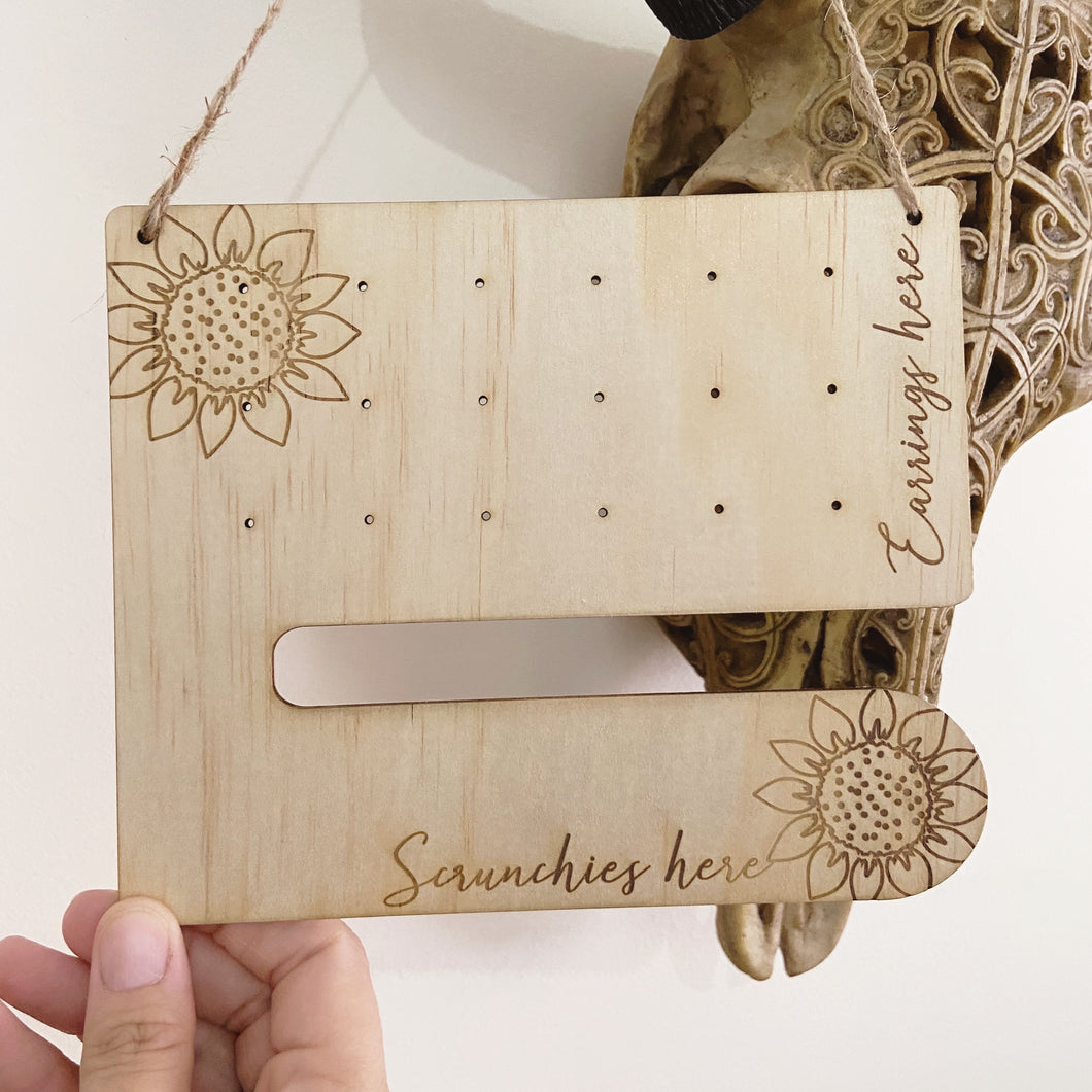 Earring + Scrunchie Board • Sunflower Print