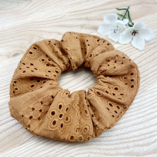 Mustard Embroidered Scrunchie