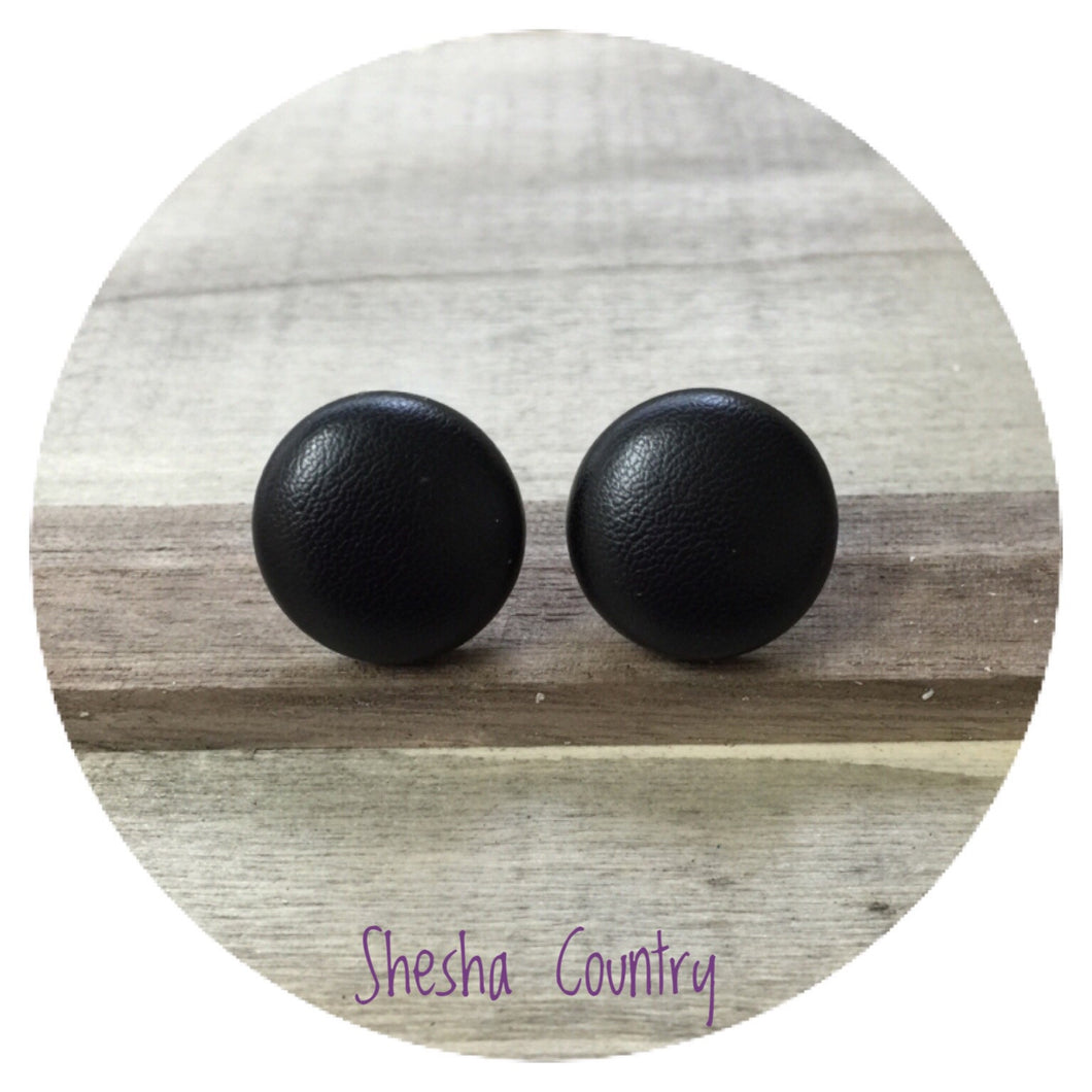 Black Faux Leather Earrings - choose your size