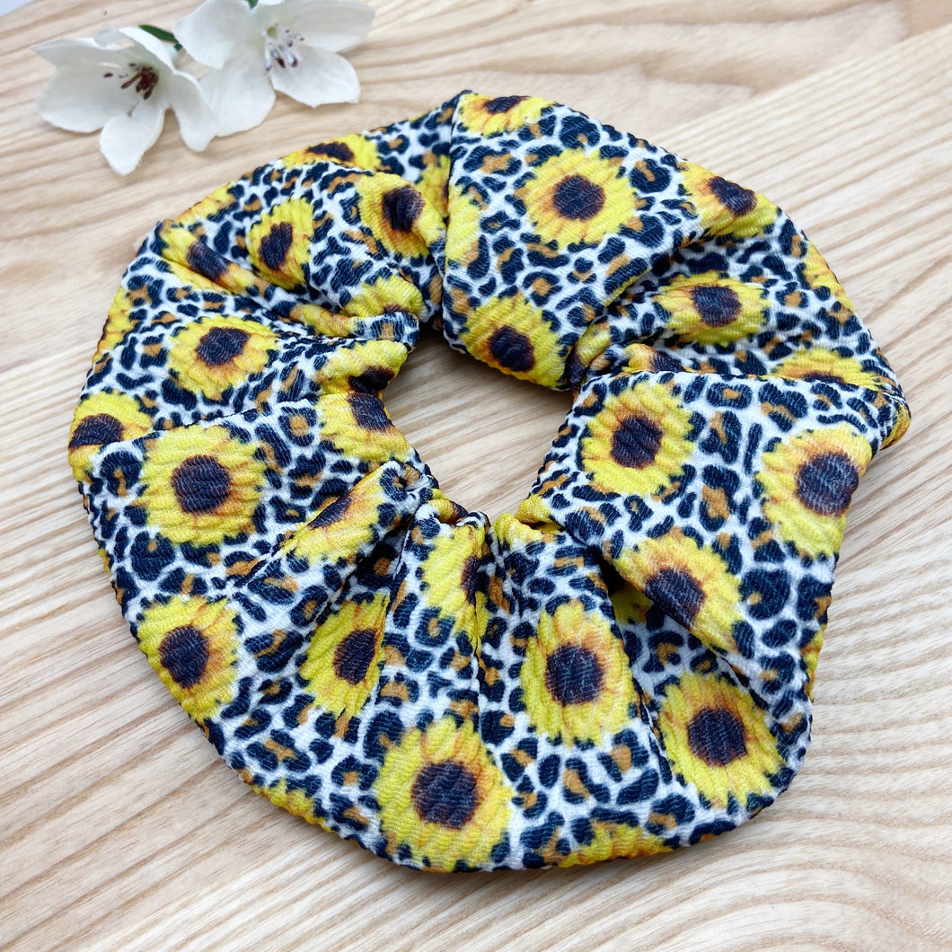 Sunflower Leopard Scrunchie